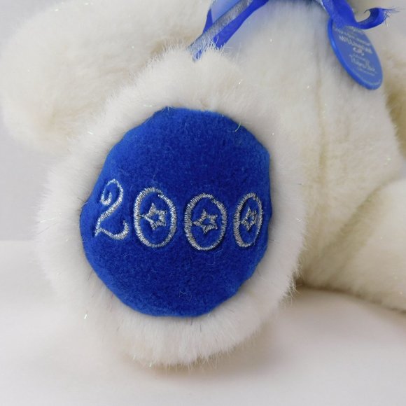 Vintage Build A Bear Blue/White/Sparkle 2000 Millennium Cub Limited Edition 11" - Picture 7 of 8